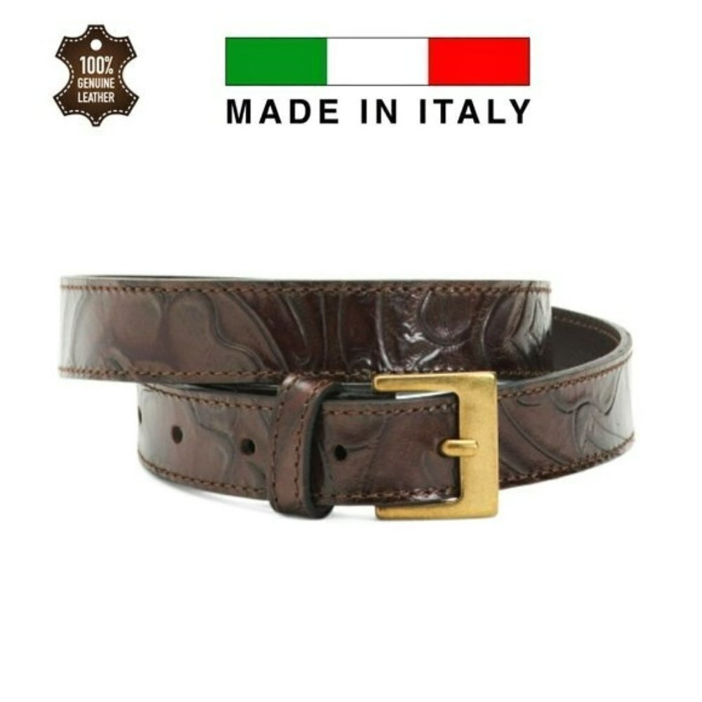 NWT BERGE Made In Italy Foral Leather Belt size: M, L